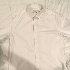 White slim fit short sleeve dress shirt